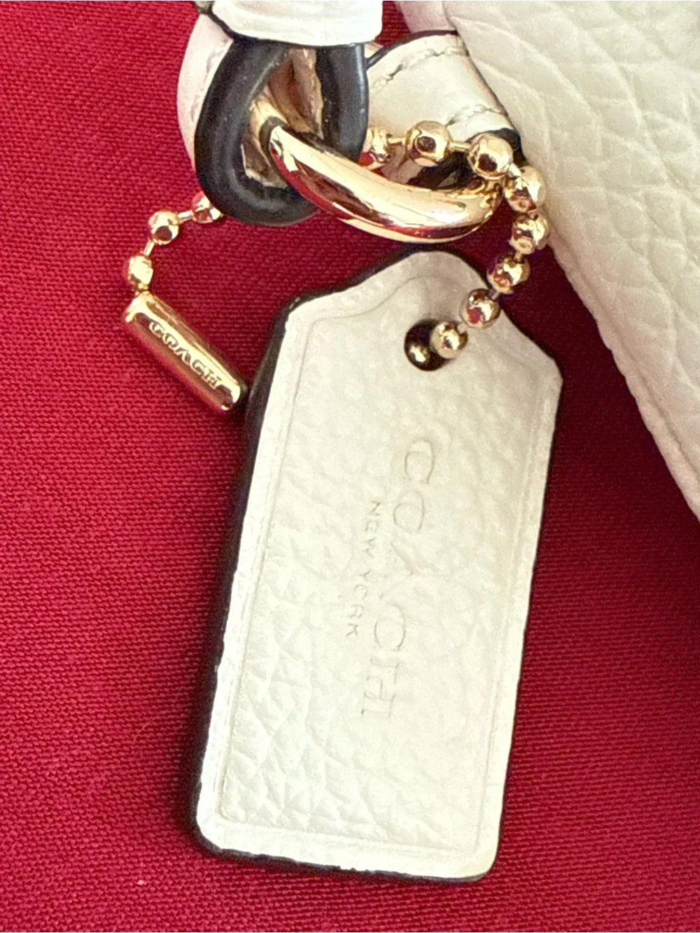 Coach Cream Pebbled Leather Shoulder Wristlet with Floral Studs